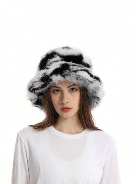 Women\'s Fuzzy Fluffy Plush Faux Warm Bucket Hat main image 5